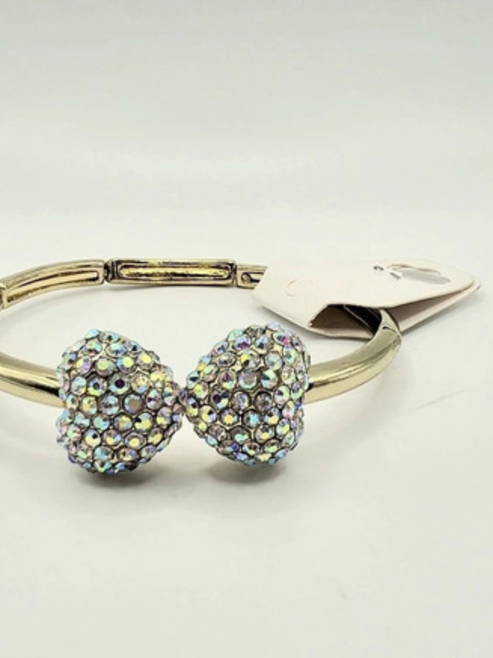 New Gold Crystal Cluster Cuff Stretch Bracelet